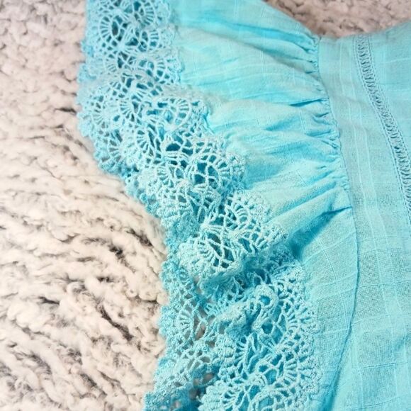 St. John's Bay Baby Doll Tunic 100% Cotton Gausy Tassel Tie Embroidered Blue XL. - Picture 9 of 10